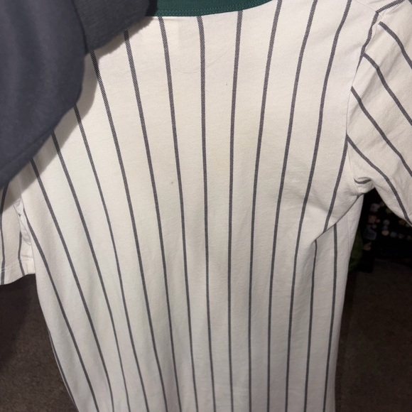 Adidas Cream and Black Striped Tee - Picture 2 of 4